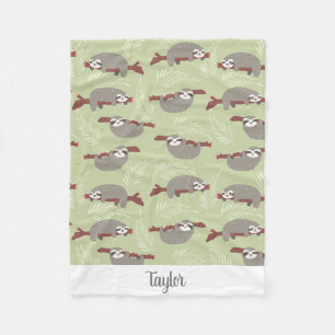 Couverture Polaire Paresse drôle mignonne accrochant en texte nommé