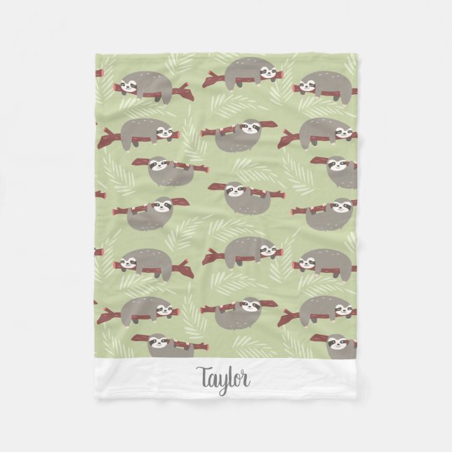 Couverture Polaire Paresse drôle mignonne accrochant en texte nommé (Devant)