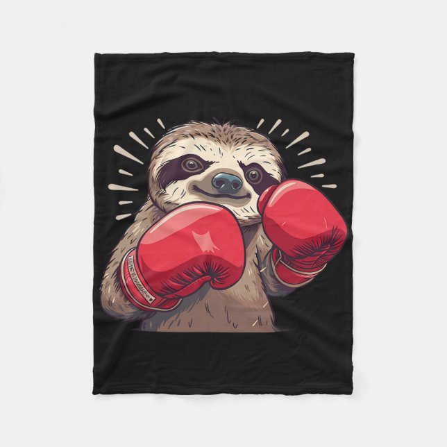 Couverture Polaire Paresseux de boxe avec gants de boxe Kickboxing Dr (Devant)
