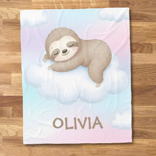 Couverture Polaire Paresseux Mignon Endormi sur un Nuage