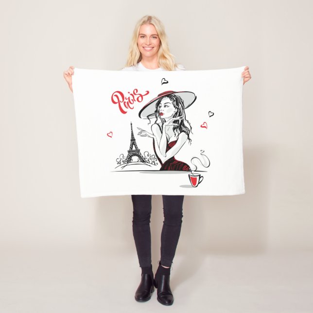 Couverture Polaire Paris & Café, rouge (En situation)