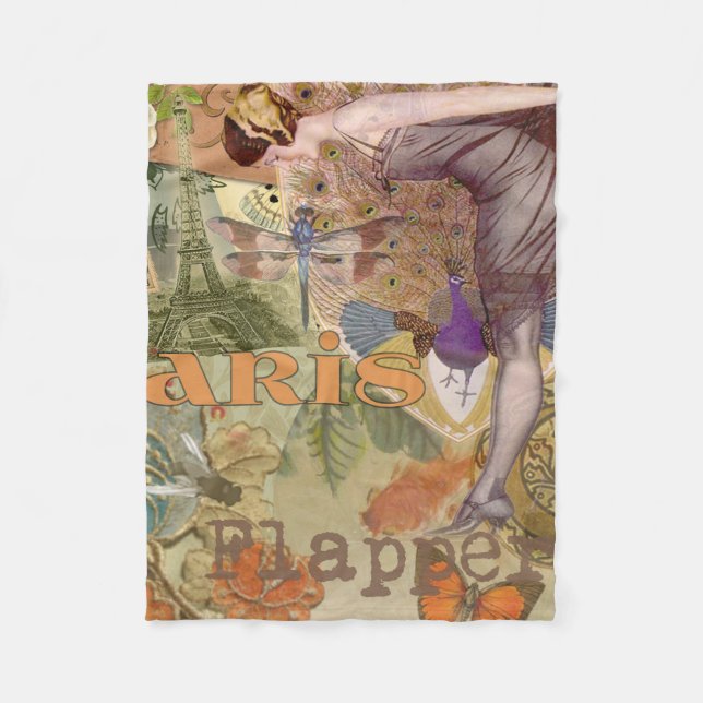 Couverture Polaire Paris Flapper Art Déco Peacock Vintage (Devant)
