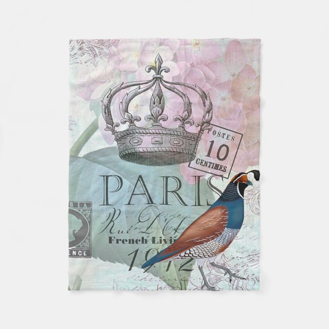 Couverture Polaire Paris floral (Devant)