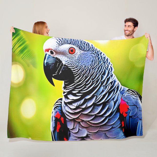 Couverture Polaire Parler de perroquet gris africain (En situation)