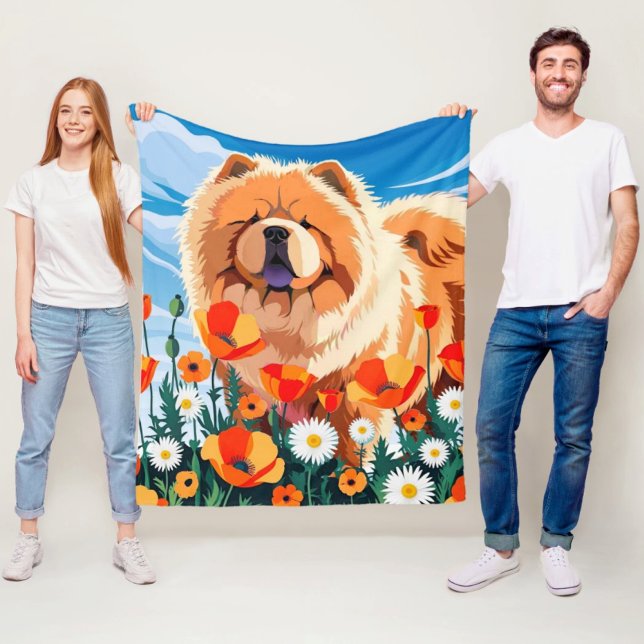 Couverture Polaire PARMI LES COQUELICOTS Chow  (Créateur téléchargé)