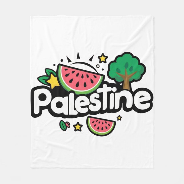 Couverture Polaire Parole palestinienne mignonne entourée de pastèque (Devant)