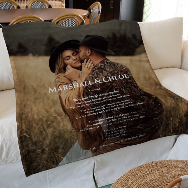 Couverture Polaire Paroles de la chanson Fleece Blanket (wedding song lyrics and photo memory keepsake to treasure forever )