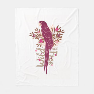 Couverture Polaire Parrot d'ara sauvage et libre Feuilles tropicaux