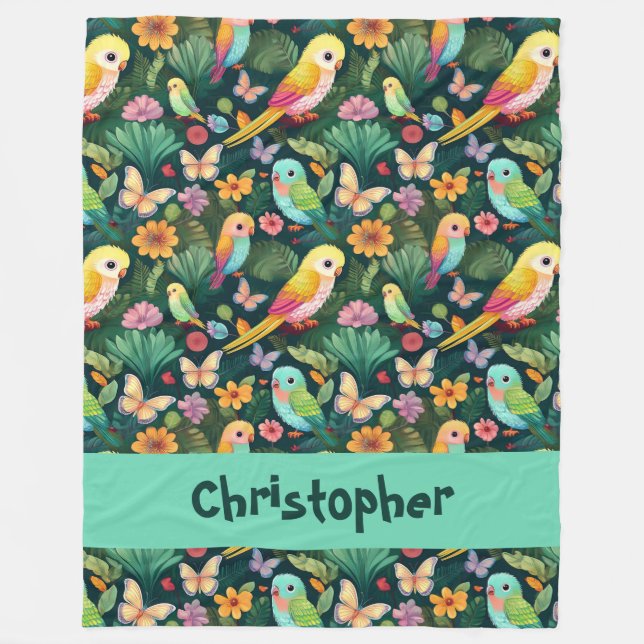 Couverture Polaire Parrot Playground : Une danse vibrante de Tropical (Devant)