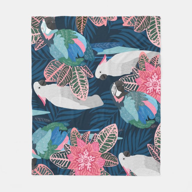 Couverture Polaire Parrots Tropical : Vintage Motif sans fil (Devant)