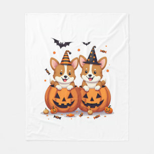Couverture Polaire Parti Corgi citrouille