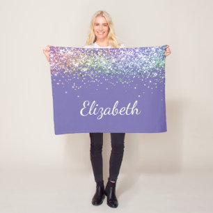Couverture Polaire Parties scintillant arc-en-ciel violet personnalis
