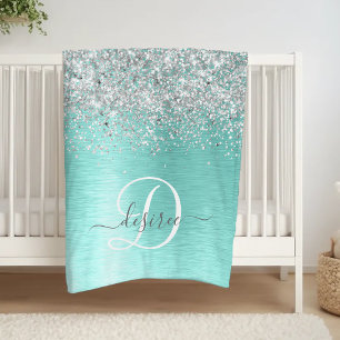Couverture Polaire Parties scintillant argentée turquoise en métal br