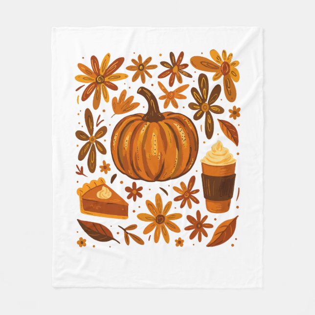 Couverture Polaire Parties scintillant Automne Floral Citrouille Than (Devant)