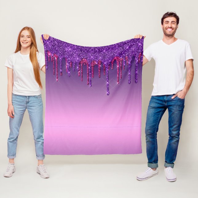 Couverture Polaire Parties scintillant de séchage violet et rose (En situation)
