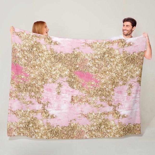 Couverture Polaire Parties scintillant d'or rose fille (En situation)