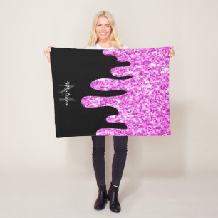 Couverture Polaire Parties scintillant étincelante rose noir Monogram