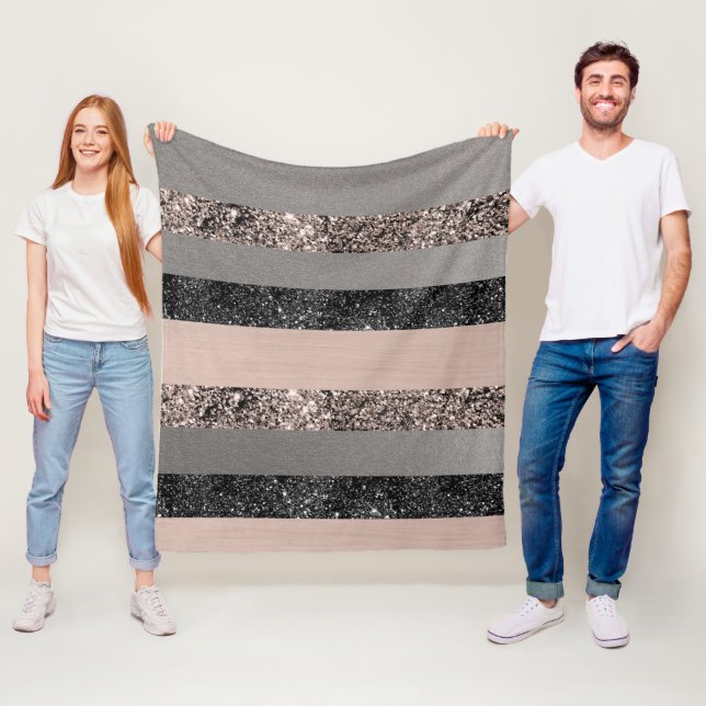 Couverture Polaire Parties scintillant floue Glam Stripes #1 (En situation)