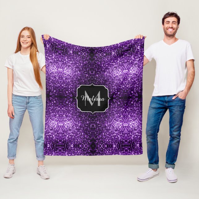 Couverture Polaire Parties scintillant foncé violet faux brillant sci (En situation)