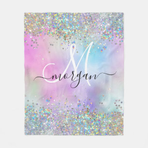 Couverture Polaire Parties scintillant holographique Rainbow Pastels 