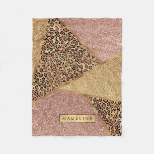 Couverture Polaire Parties scintillant Leopard de Motif  rouge Rose g