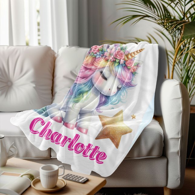 Couverture Polaire Parties scintillant licorne étoile magique Blanc (Créateur téléchargé)