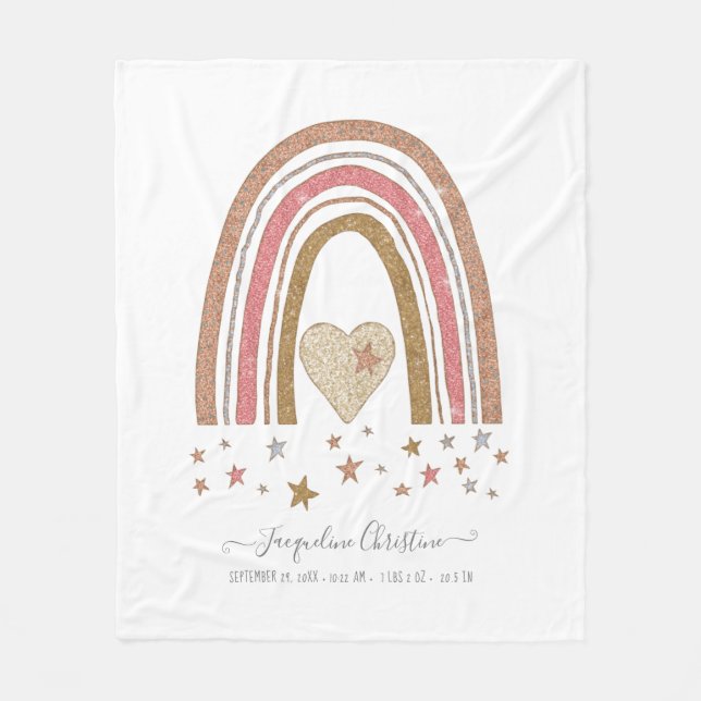 Couverture Polaire Parties scintillant moderne Pink Rainbow Birth Sta (Devant)