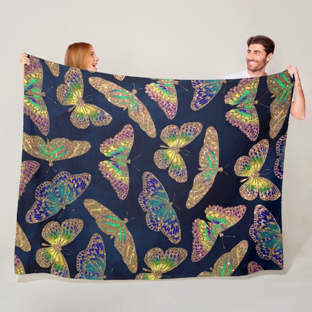 Couverture Polaire Parties scintillant Motif d'aquarelle marine (En situation)