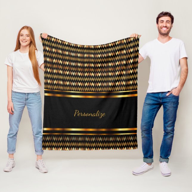 Couverture Polaire Parties scintillant or et noir Chevron (En situation)