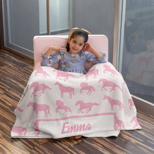 Couverture Polaire Parties scintillant rose Cheval Motif Petite fille