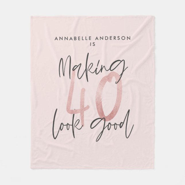 Couverture Polaire parties scintillant rose fille, 40e anniversaire m (Devant)