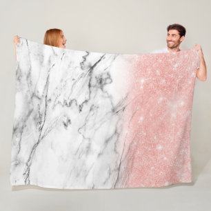 Couverture Polaire Parties scintillant rose Gold Blush Ombre en marbr