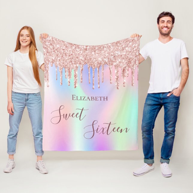 Couverture Polaire Parties scintillant rose holographique pourpre gou (En situation)