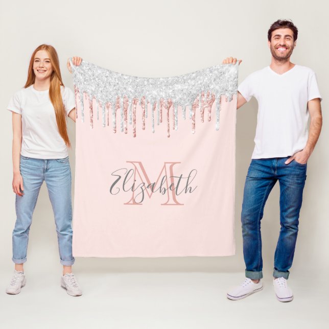 Couverture Polaire parties scintillant rose or argent gouttes rose mo (En situation)