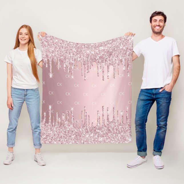 Couverture Polaire Parties scintillant rose vif gouttes brillant mono (En situation)