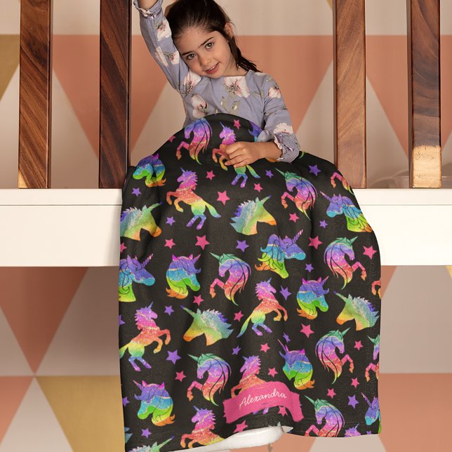 Couverture Polaire Parties scintillant Unicorn Motif arc-en-ciel avec (Créateur téléchargé)