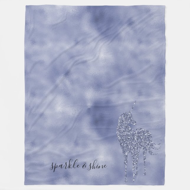 Couverture Polaire Parties scintillant Unicorne violette personnalisé (Devant)