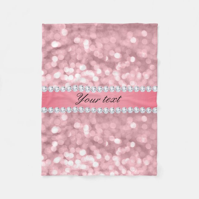 Couverture Polaire Parties scintillantes roses Bokeh et diamants (Devant)