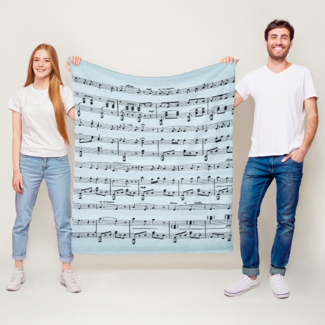 Couverture Polaire Partition de musique bleue (En situation)