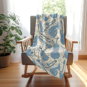 Couverture Polaire Partition Musique et instruments Blue/Ivory ID481