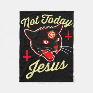 Couverture Polaire Pas aujourd'hui Jésus salue Satan Chat Croix de mo