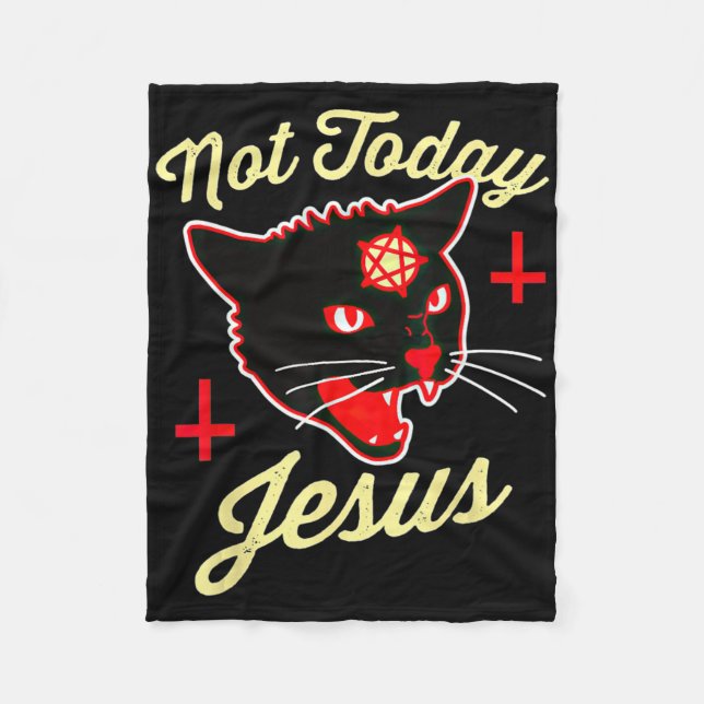 Couverture Polaire Pas aujourd'hui Jésus salue Satan Chat Croix de mo (Devant)