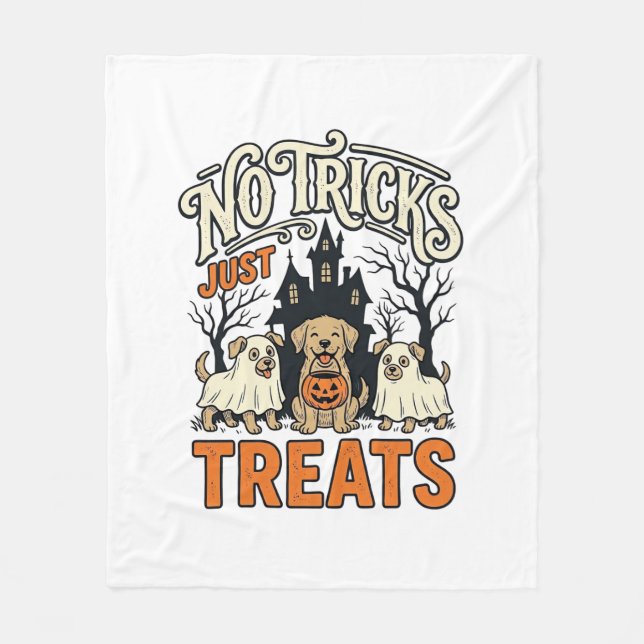Couverture Polaire Pas de tours, juste des friandises Halloween Chien (Devant)