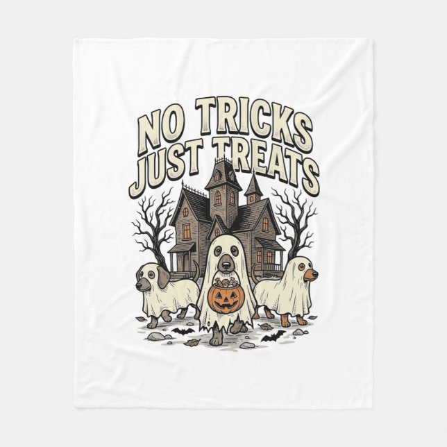 Couverture Polaire Pas de tours juste des friandises Halloween Dachsh (Devant)