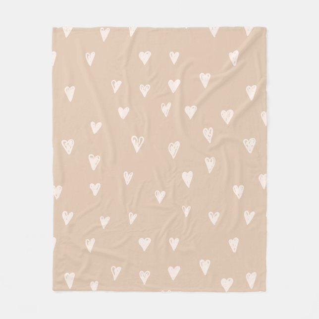 Couverture Polaire Pastel Beige Doodles Cute Heart Motif (Devant)