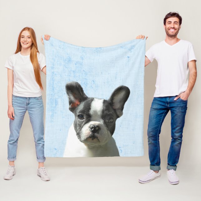 Couverture Polaire Pastel Blue Peekaboo Boston Terrier Puppy Nursery (En situation)