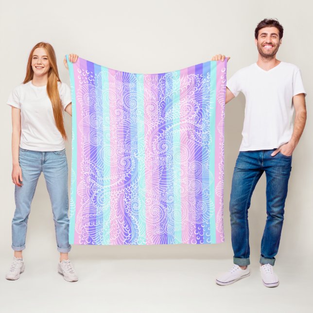 Couverture Polaire Pastel Candy | Motif d'Imaginaire doux rayé (En situation)