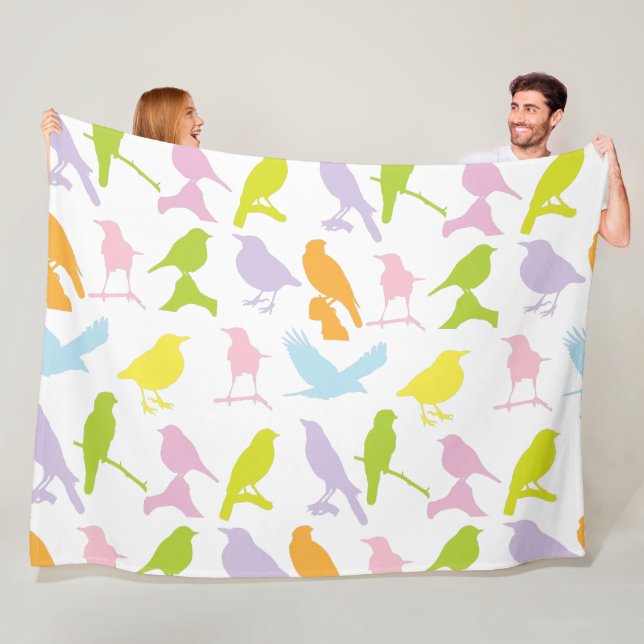 Couverture Polaire Pastel Coloured Variété d'oiseaux Motif (En situation)
