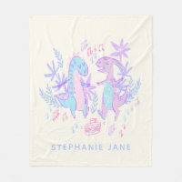 Pastel Dancing Dinosaures Purple Bleu Personnalisé