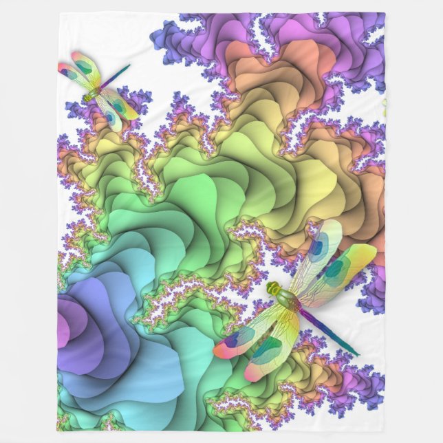 Couverture Polaire Pastel Dragonflies Fleece Blanche (Devant)